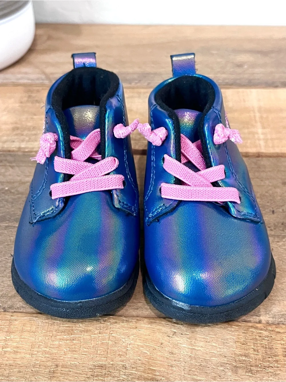 Carter's Just One You Kyrie Iridescent Holographic Heart Baby Boots Size 3